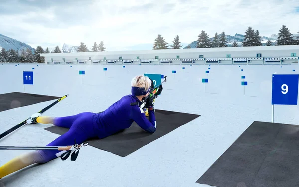 Biatlon Skiër Biatlon Kampioen Olympische Wintersport — Stockfoto
