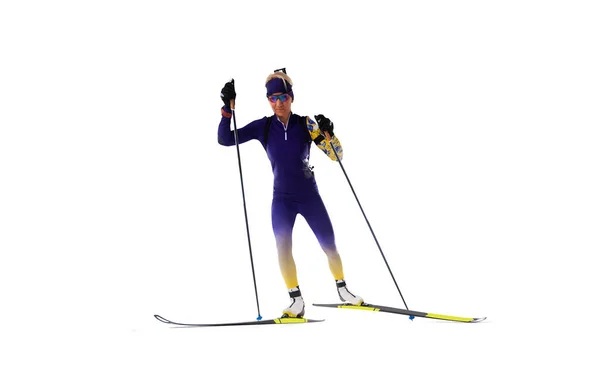 Biathlon Biathlon Sciatore Isolato Bianco — Foto Stock