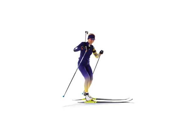 Biathlon Biathlon Sciatore Isolato Bianco — Foto Stock