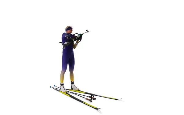 Biathlon Skier Biathlon Isolated White — Stock Photo, Image