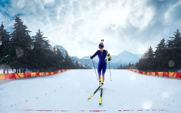 Biathlon Skidmästare Skidskytte Olympiska Vintersporter — Stockfoto