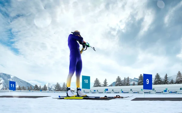 Biathlon Skidmästare Skidskytte Olympiska Vintersporter — Stockfoto