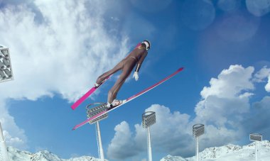 Zıplayan bayan sporcu.