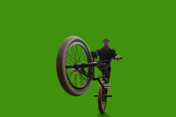 Bmx Rider Isolated Green Screen — Stock Photo, Image