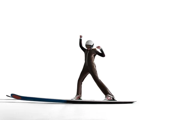 Прыгун Лыжник Изолирован Белом — стоковое фото