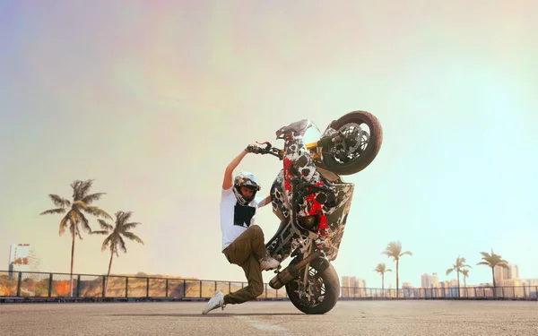 Moto Freestyle Motociclo Stunt Rider — Foto Stock