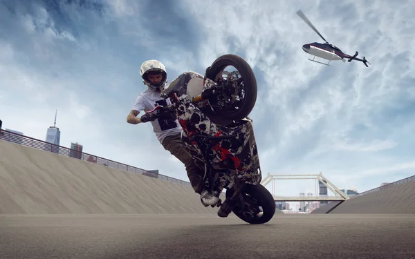 Moto Freestyle Motociclo Stunt Rider — Foto Stock