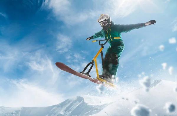 Schneescooter Schneefahrrad Extremer Wintersport — Stockfoto