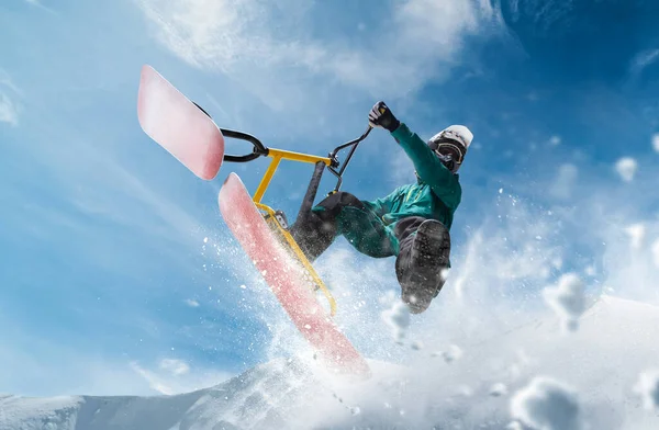 Salta Neve Bicicleta Neve Esportes Inverno Extremos — Fotografia de Stock