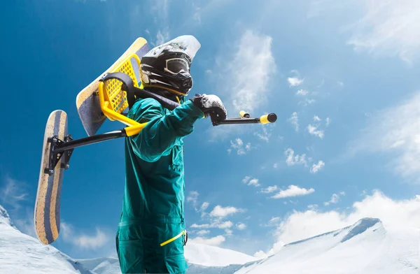 Salta Neve Bicicleta Neve Esportes Inverno Extremos — Fotografia de Stock