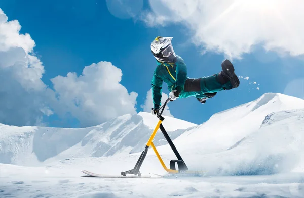 Schneescooter Schneefahrrad Extremer Wintersport — Stockfoto