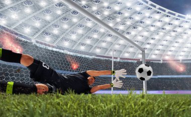 Futbolcular profesyonel stadyumda iş başında.