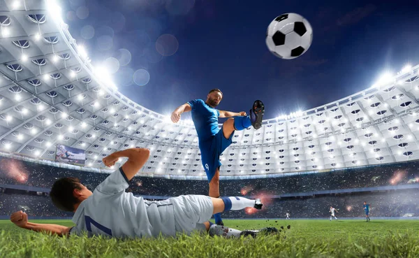 Soccer Players Action Professional Stadium — Stock Photo, Image