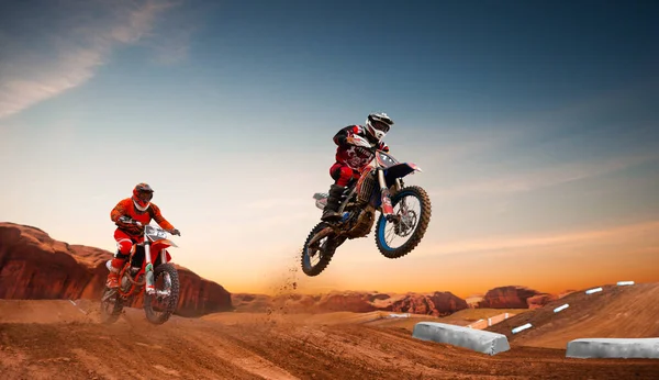 Motocross Jeździec Akcji Sport Motorowy — Zdjęcie stockowe