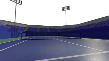 Tenis kortu. 3d oluşturma. 