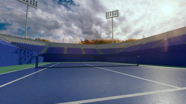 Tenis kortu. 3d oluşturma. 