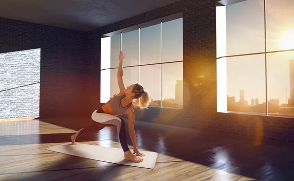 Yoga Woman Young Woman Doing Yoga Morning — Stock Photo, Image