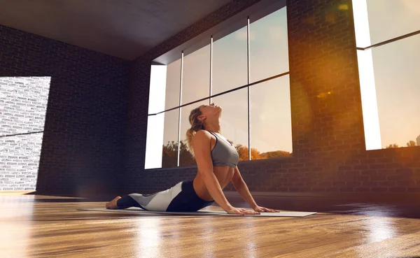 Yoga Woman Young Woman Doing Yoga Morning — Stock Photo, Image