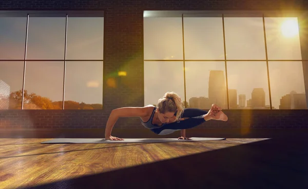 Yoga Woman Young Woman Doing Yoga Morning — Stock Photo, Image