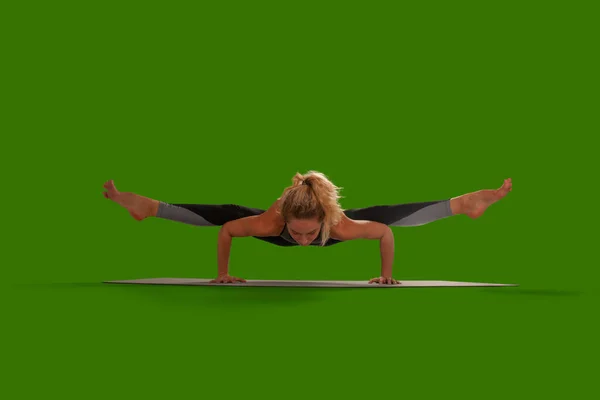 Mujer Yoga Aislada Pantalla Verde —  Fotos de Stock