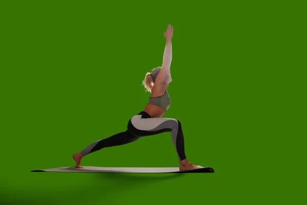 Mujer Yoga Aislada Pantalla Verde — Foto de Stock