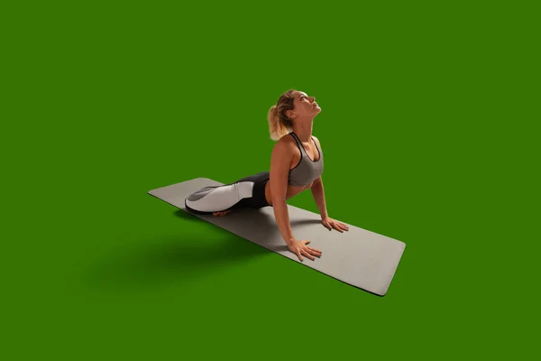 Mujer Yoga Aislada Pantalla Verde —  Fotos de Stock