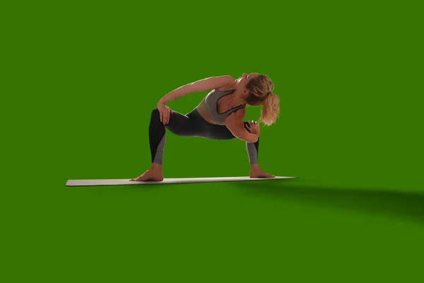 Yoga Femme Isolée Sur Écran Vert — Photo