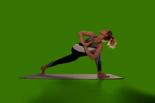 Mujer Yoga Aislada Pantalla Verde —  Fotos de Stock