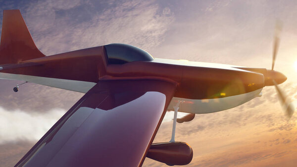 Sports plane, 3d render illustration.