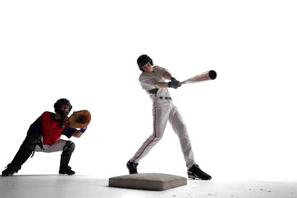 Beyazda Izole Edilmiş Profesyonel Beyzbol Oyuncuları — Stok fotoğraf