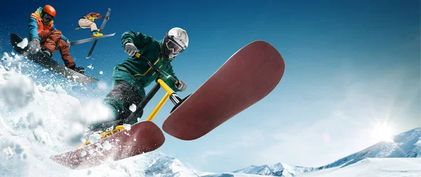 Snowboardozás Extrém Téli Sportok — Stock Fotó