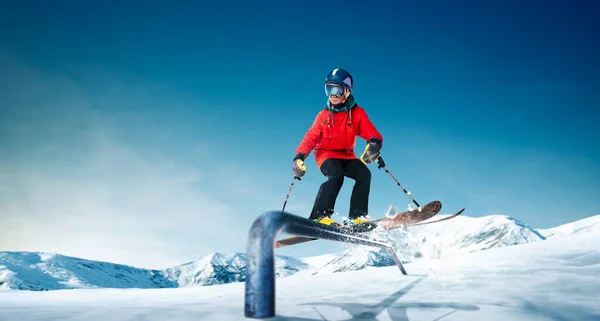 Skifahren Extremer Wintersport — Stockfoto