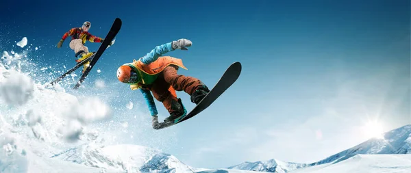 Snowboarding Sporty Zimowe Ekstremalne — Zdjęcie stockowe