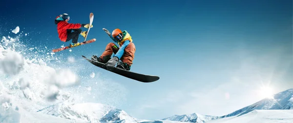 Snowboardozás Extrém Téli Sportok — Stock Fotó