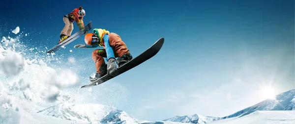 Snowboarding Sporty Zimowe Ekstremalne — Zdjęcie stockowe