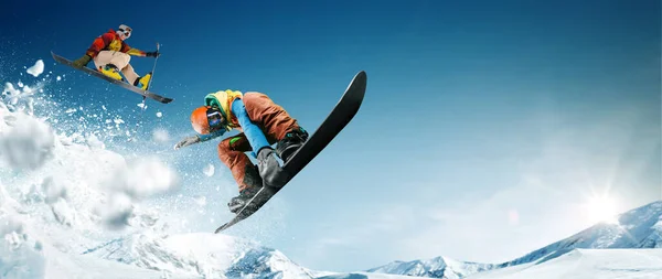 Snowboardozás Extrém Téli Sportok — Stock Fotó