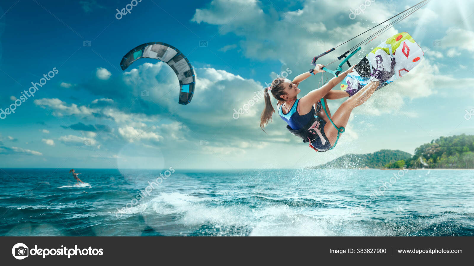 年轻女子风筝冲浪 图库照片 C Arturdidyk Gmail Com 年轻女子风筝冲浪 图库照片 C Arturdidyk Gmail Com