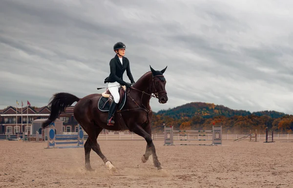 馬術スポーツ 女乗馬馬 — ストック写真