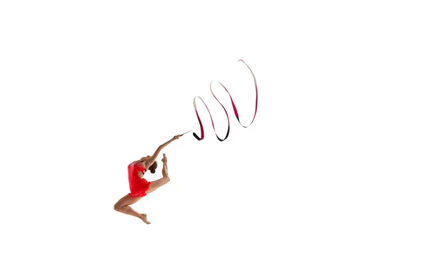 Ritmische Gymnaste Geïsoleerd Wit — Stockfoto