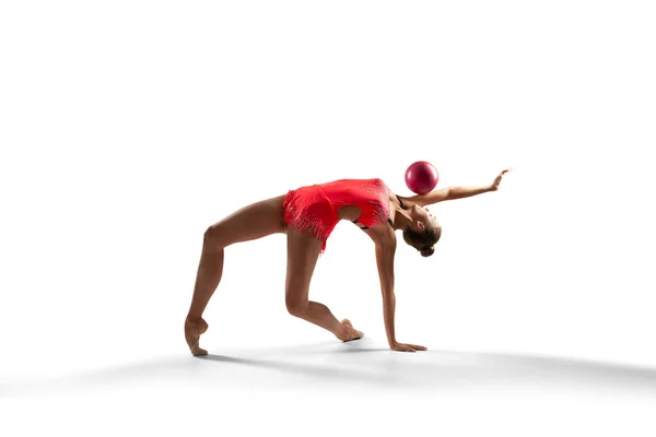 Rytmisk Gymnast Isolerad Vitt — Stockfoto