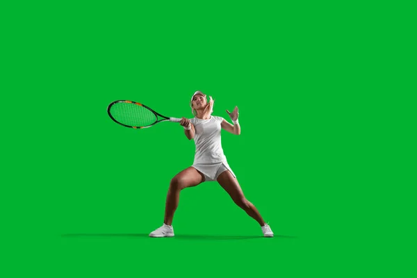 Junges Mädchen Spielt Tennis — Stockfoto