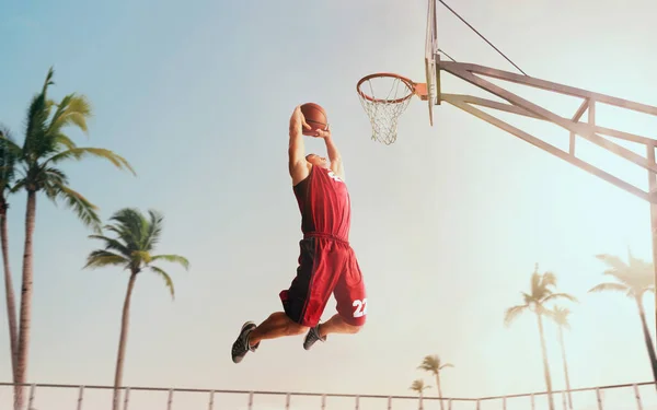 Kosárlabda Játékosok Játszanak Streetball — Stock Fotó