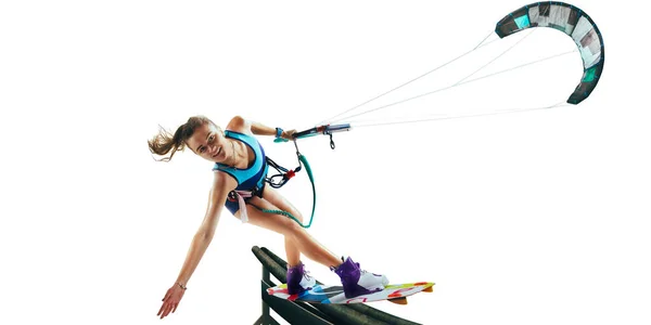 Young Woman Kite Surfing — Stock Photo, Image