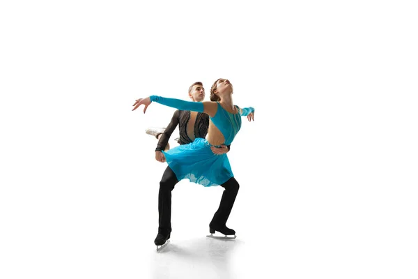 Figura Casal Patinação Realização Dança Gelo — Fotografia de Stock