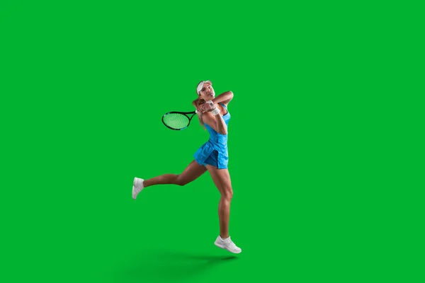 Νεαρή Κοπέλα Που Παίζει Τένις — Φωτογραφία Αρχείου