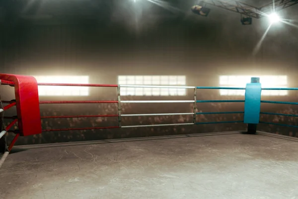 Prázdný Boxerský Ring Tělocvičně — Stock fotografie