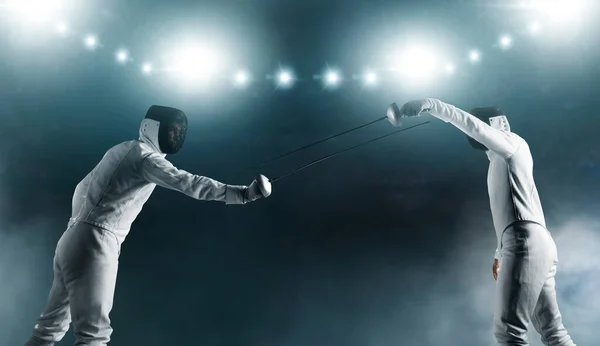 Two Young Men Fencing — Stock Photo, Image