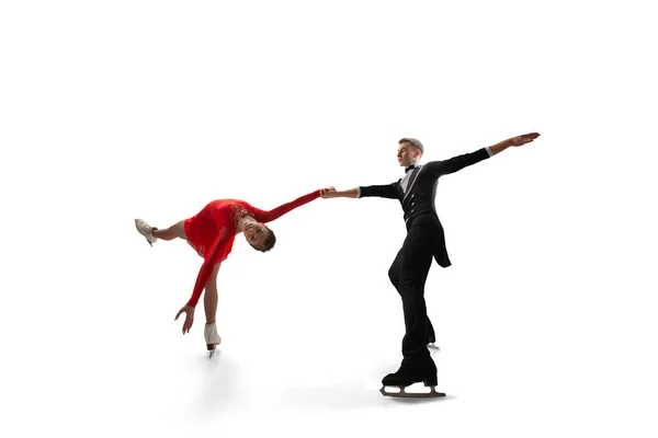 Pareja Patinaje Artístico Sobre Hielo —  Fotos de Stock