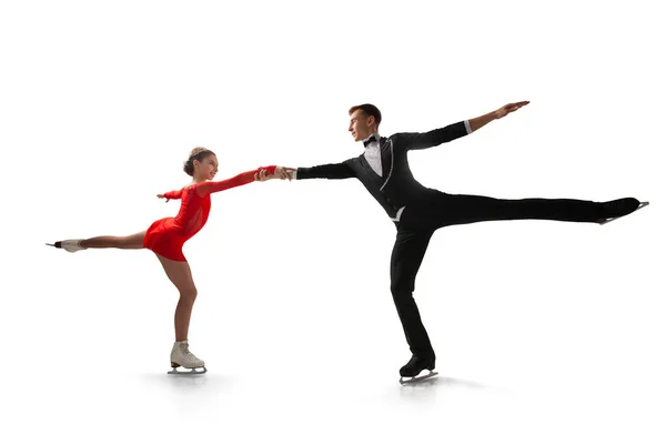 Pareja Patinaje Artístico Sobre Hielo —  Fotos de Stock