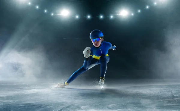 Patinação Velocidade Pista Curta Atleta Feminina — Fotografia de Stock